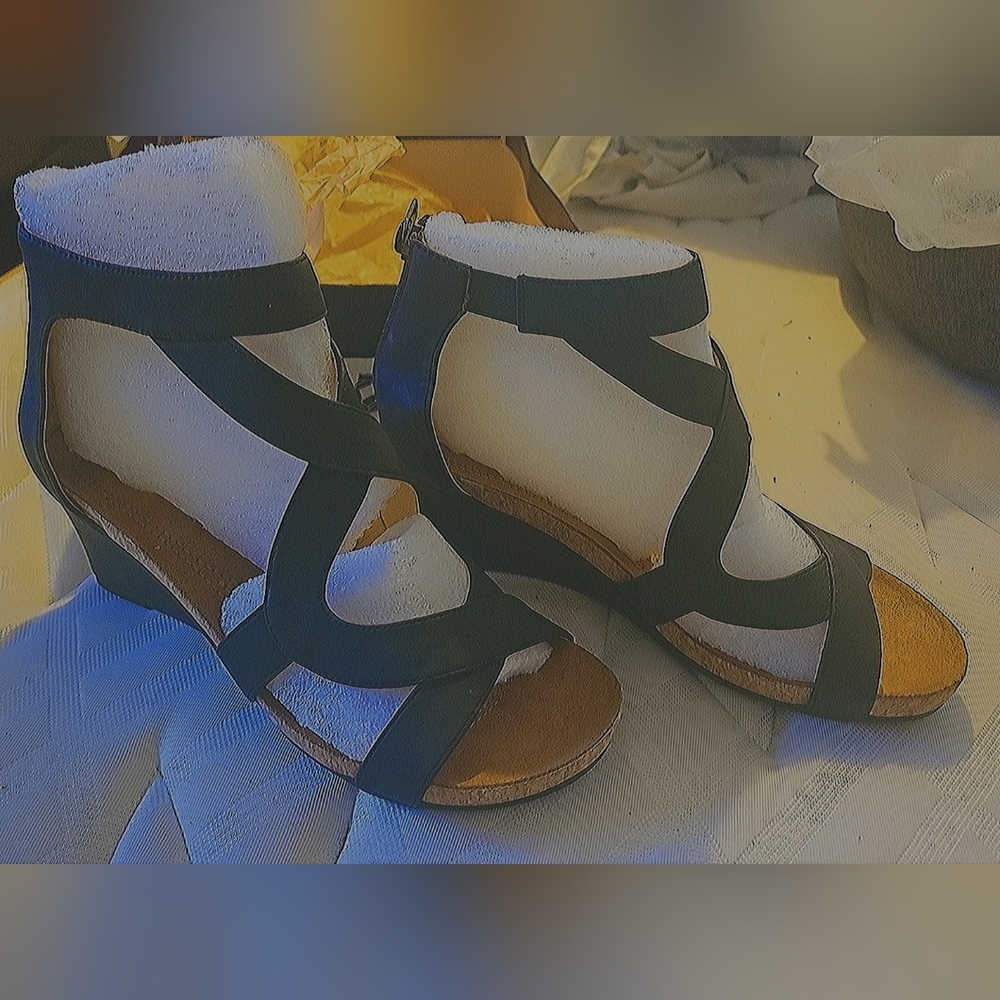 Black Wedge Sandals
